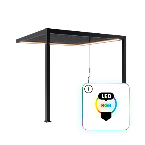 Przyścienna Pergola tarasowa aluminiowa NORDVIC Skyline LED Light 3 x 3 m Antracyt